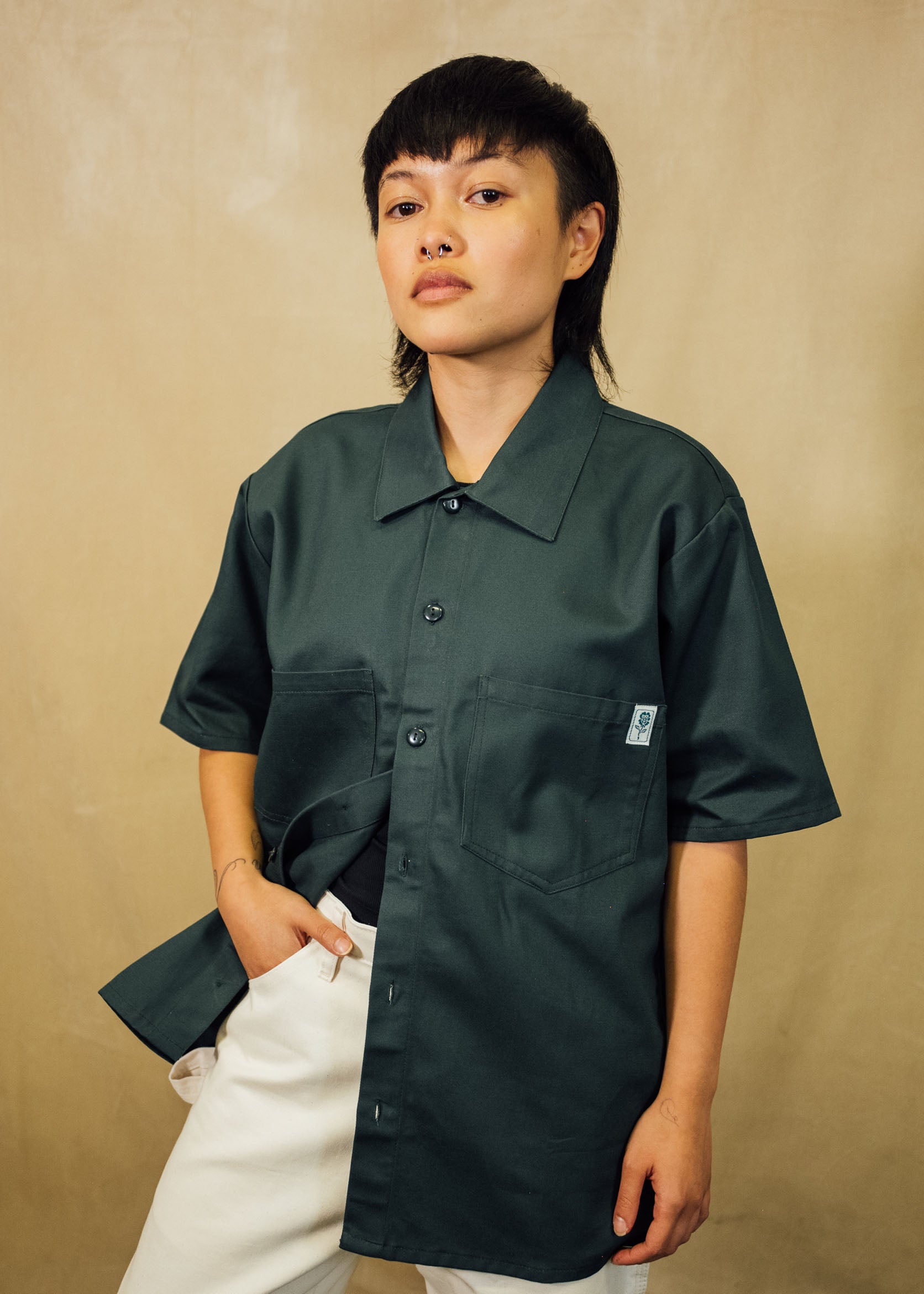 Forest Green Full Length Work Shirt – Mira Flores