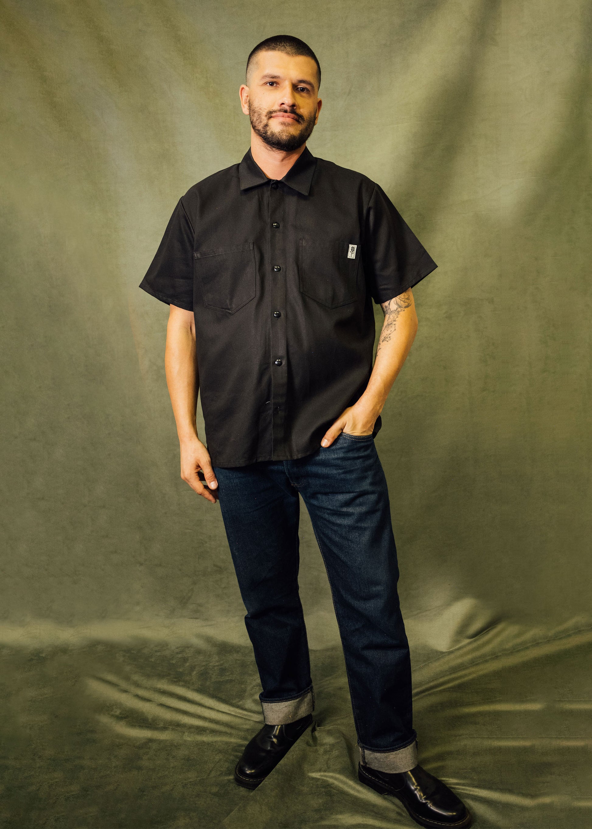 Black Full Length Work Shirt Mira Flores Black Full Length Work Shirt Mira Flores
