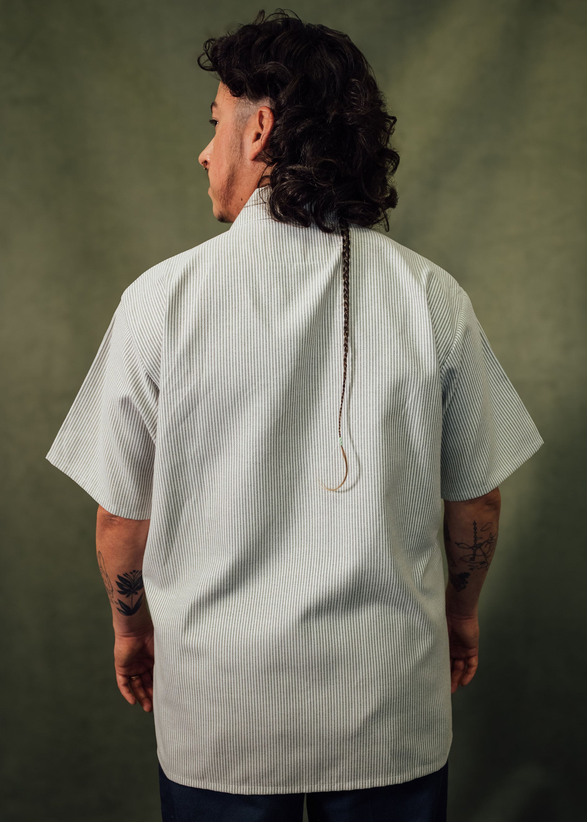 Green Stripes Full Length Work Shirt – Mira Flores