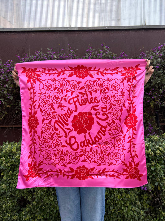Pink and Red Satin Scarf