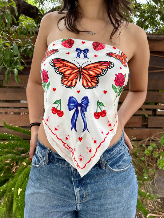 Orange Butterfly Satin Scarf