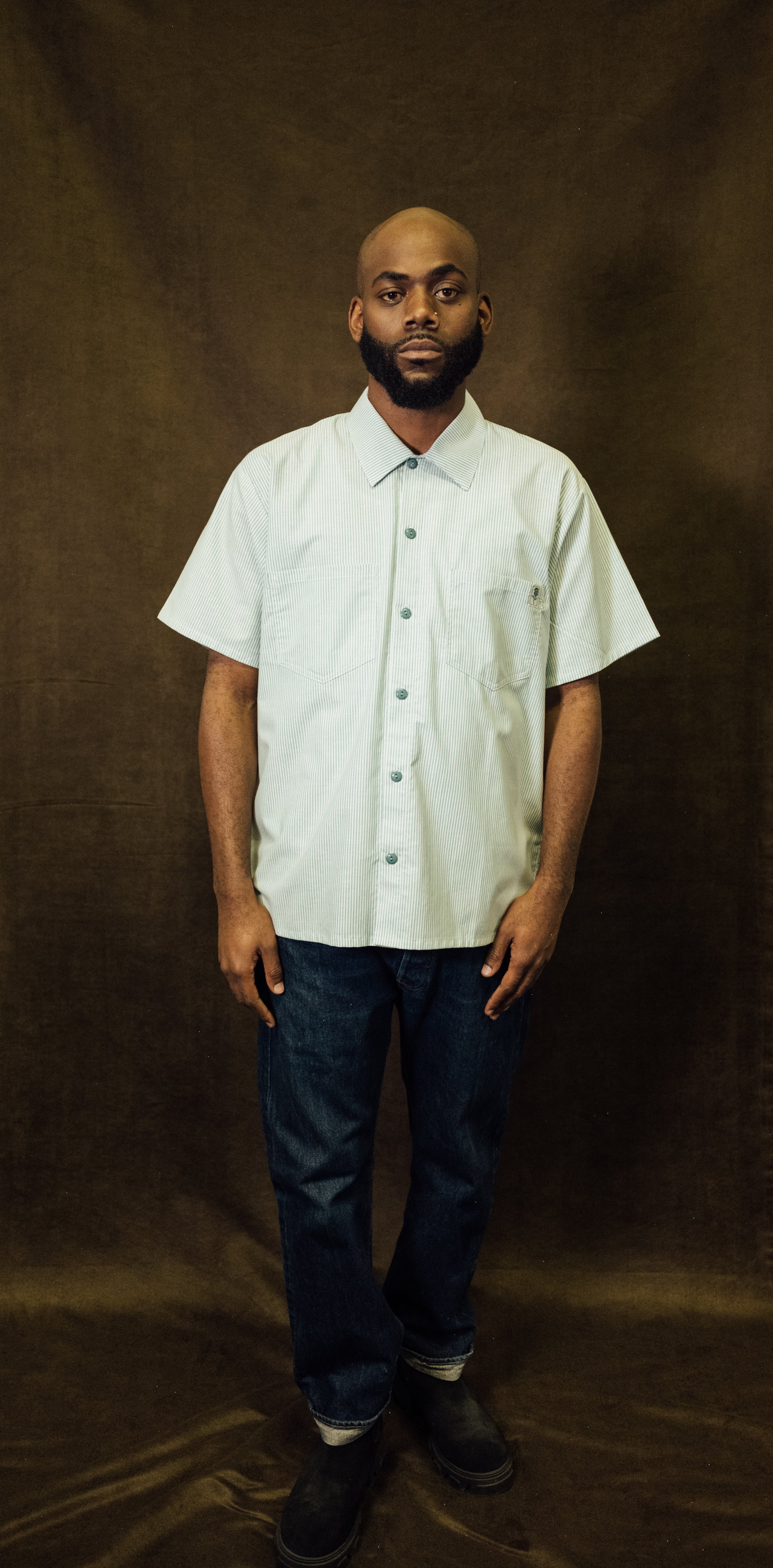 Teal Stripes Full Length Work Shirt – Mira Flores